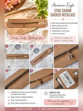 American Eagle Star Charm Choker Necklace